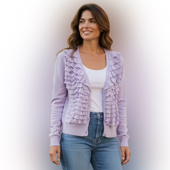 XXI Sweaters - XXI Light Purple Ruffled Cardigan